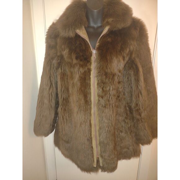Vintage Reversible Lambskin Coat/Jacket - Brown Brand is S.A. España Piel Sz 10 - Picture 1 of 10